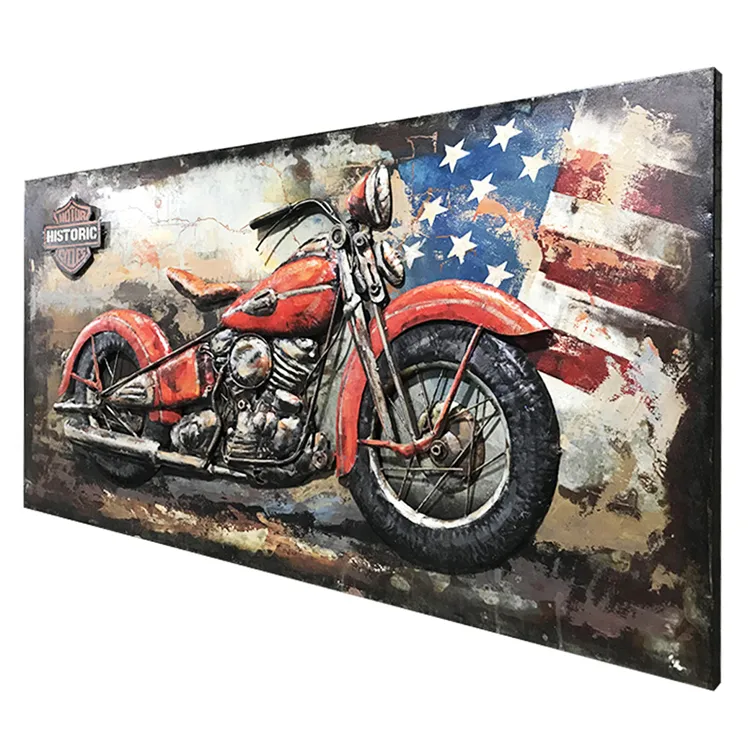 Soporte de decoración de Metal para motocicleta, pintura 3d, decoración artística de pared metálica