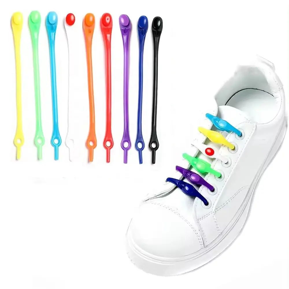 NEW Fashion Hot-selling No Tie Shoelaces Silicone Shoe Laces Lazy Multicolor Shoe Laces, One Size Fits All, Unisex HA01437