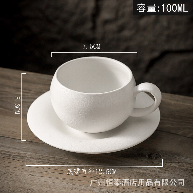 Sable blanc poignée oeuf tasse 100ml plaque de base
