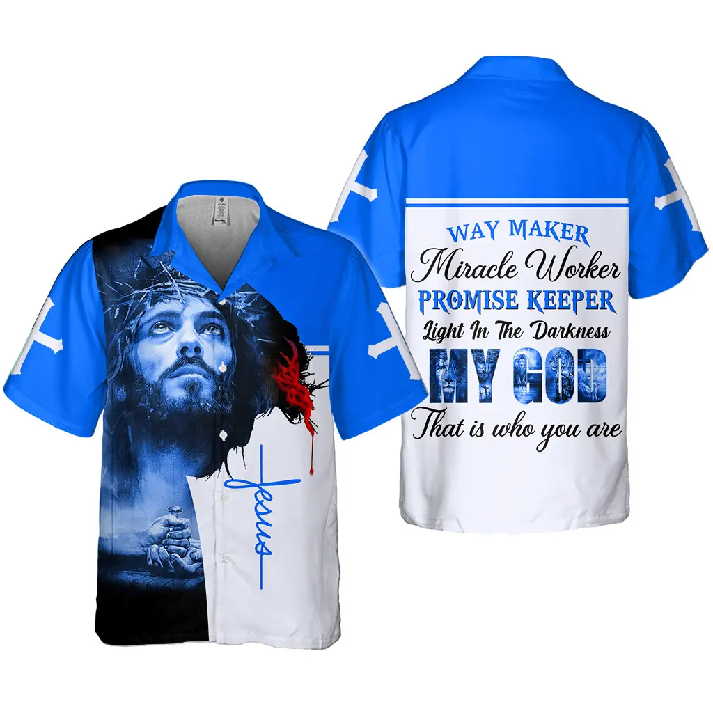 Camisas com desenhos de Cristo Jesus para homens, roupas estampadas em 3D, camisas havaianas de praia, blusa de lapela, blusa vintage de manga curta