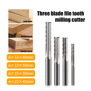 HOZLY 3Flutes เครื่องตัดกัดตรงสําหรับไม้ CNC Router บิตทังสเตนเหล็กเครื่องตัดไม้เอ็นมิลล์ - Product Image 3