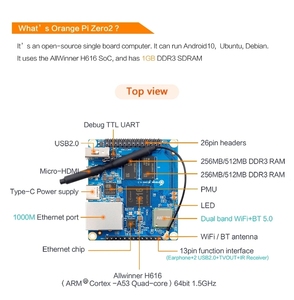 Orange Pi Zero 2 Full Star H616 Chip Android Linux scheda Computer scheda di sviluppo scheda arancione torta programmazione