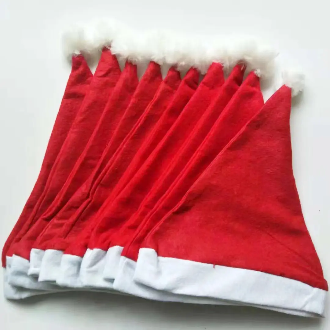 Gorro de Papá Noel clásico para niños y adultos, gorro de decoración de fiesta de Navidad, color rojo, no tejido, Ultra suave