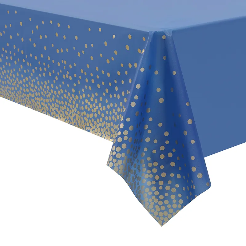 Tovaglie moderne rettangolari blu impermeabili all'ingrosso con punto d'oro in alta qualità a buon mercato