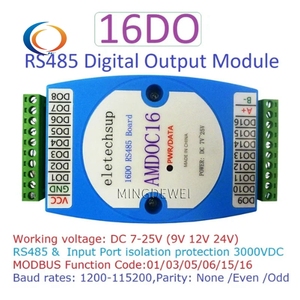 8DI-8DO 16DI 16DO RS485 Comunicación aislada MODBUS RTU PLC Placa de expansión Entrada y salida digital DC 9-24V Módulo de relé