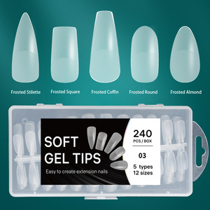 240pcs/box Clear Frosted Non-trace and Non-cutting Nails Lengthening Ultra-thin Nail <strong>Tips</strong> - Product Image 2