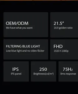 O IPS de 22 polegadas monitora anti-azul personalizou o logotipo/luz empacotamento 8 Senhora Desktop conduziu o <span class=keywords><strong>monitor</strong></span> do PC do jogo 4K