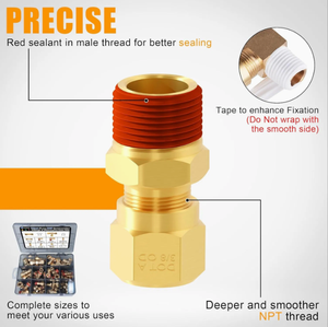 Brass Dot Air phanh hiệu suất Push-to-Connect phanh Hose End nhanh chóng kết nối sharkbite Phụ kiện cho xe tải công nghiệp ô tô - Product Image 2