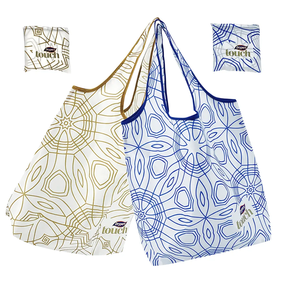 आसान ले जाने के लिए पोर्टेबल पर्यावरण पुन: प्रयोज्य जेब ढोना बैग पॉलिएस्टर प्रिंट Foldable शॉपिंग बैग