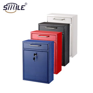 CHNSMILEニュースタイルレッドメタルパーセルボックスホームメールボックスキーロックカスタムポストボックス付き - Product Image 2