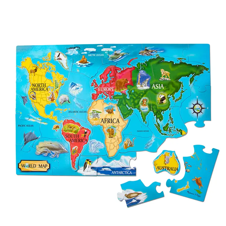 ULi-rompecabezas de mapa del mundo para niños, 33 piezas, fabricantes personalizados, Mapa