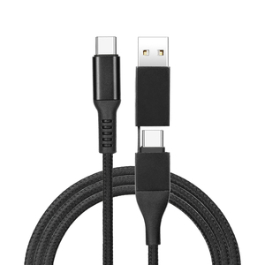 2 ב-1 USB-C + USB A כבל מתאם 3 A 60 <span class=keywords><strong>W</strong></span> סוג C כבל רב טעינה מהיר חומר קלוע ניילון