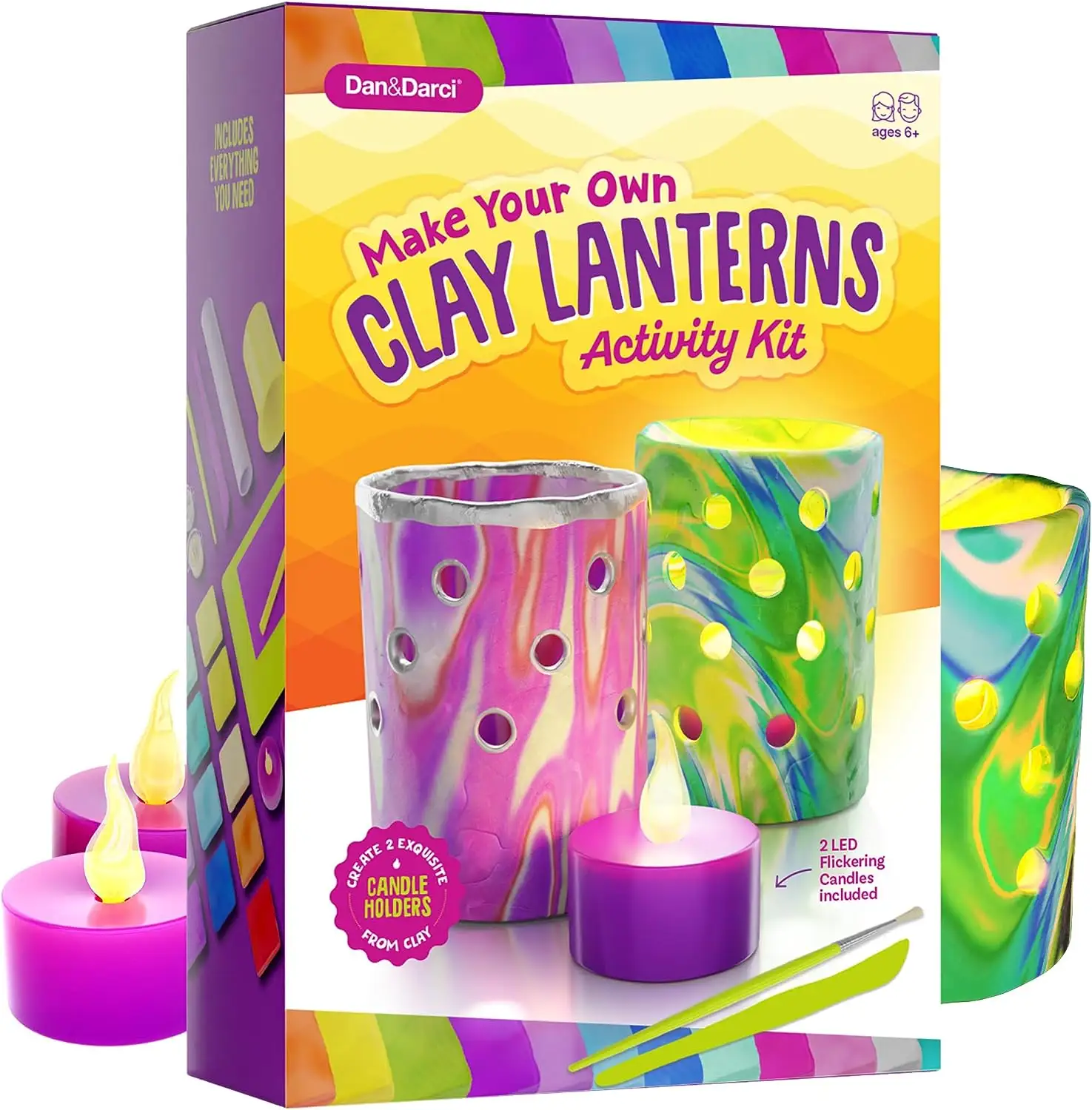 Kit de fabricación de linternas de arcilla iluminadas DIY al por mayor, kit de manualidades de juguetes creativos de plastilina para niños