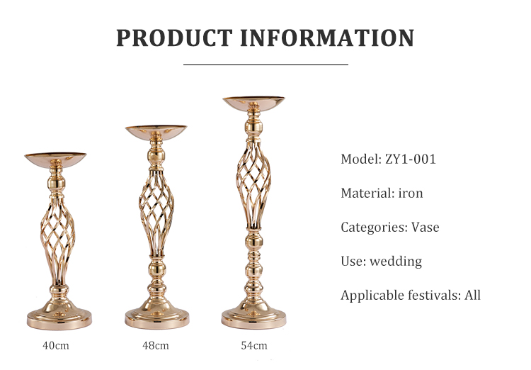 Luxury Rose Gold Electroplate Metal Frame Wedding Decoration Candle Stick Flowers Stand