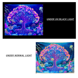 Thời Trang Có Thể Giặt Đầy Màu Sắc Cắm Trại Đảng Mandala Phòng Tường Nghệ Thuật Treo Backdrop Trippy Hippie Tùy Chỉnh UV Huỳnh Quang Tấm Thảm - Product Image 5