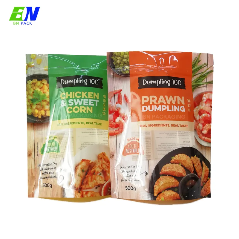 plastic resealable vacuum food bags biodegradable stand up zipper pouch frozen seafood/fish fillets packaging bag