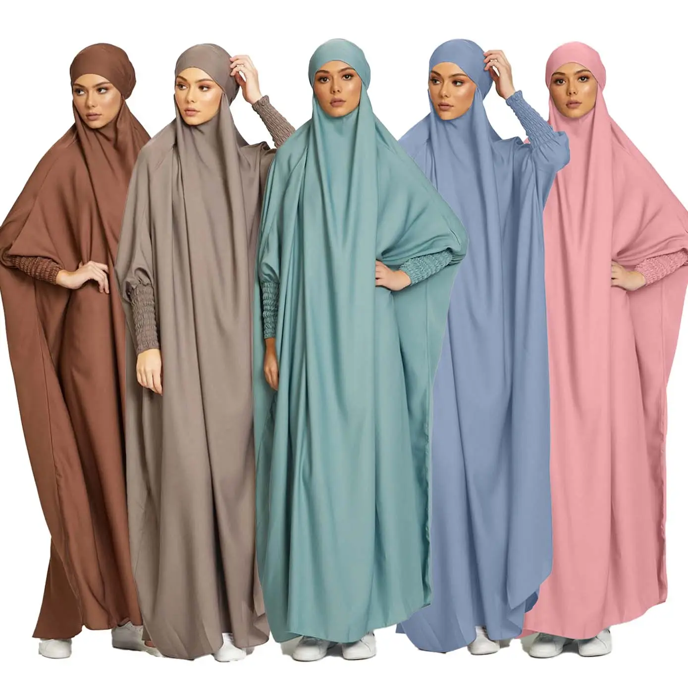 Etnisch Gebed Kaftan Dubai Robe Kimono Kaftan Hijab Jurk Vrouwen Islamitische Kleding Khimar Abaya Vrouwen Moslim Jurk Jilbab