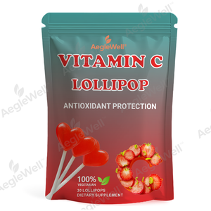 एगलेवेल विटामिन सी लॉलीपॉप एंटीऑक्सिडेंट संरक्षण स्ट्रॉबेरी स्वाद मल्टीविटामिन लोलिपोक वयस्क और बच्चे के लिए - Product Image 1