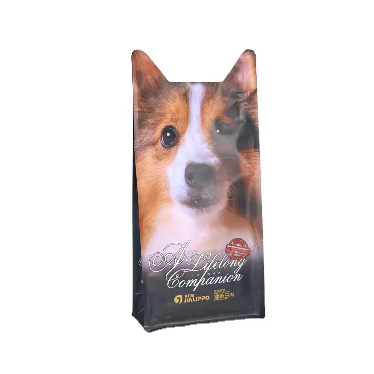 Bolsa de plástico con impresión personalizada para golosinas de mascotas, bolsa de comida con sello lateral de ocho hojas de aluminio, bolsa de embalaje de alimentos para perros