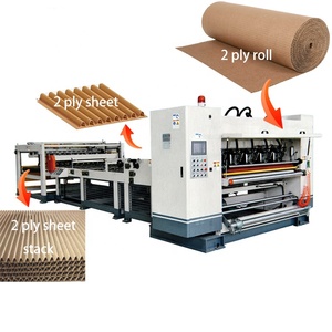 2层瓦楞纸板制纸机工厂2层分切机记分机堆垛机在线 - Product Image 1