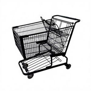 Chariot de courses de supermarché de taille standard 180L, chariot de courses en métal de 180L avec 4 roues - Product Image 1