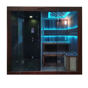Indoor New Sauna Luxury Dry Steam Shower Room Wooden 1-2 Person <strong>LED</strong> Sauna Room - Product Image 3