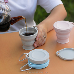 Fabrika Oem seyahat kahve kupa silikon katlanabilir fincan 180ml/250ml/350ml kamp Drinkware katlanabilir kupa karabina ile - Product Image 4