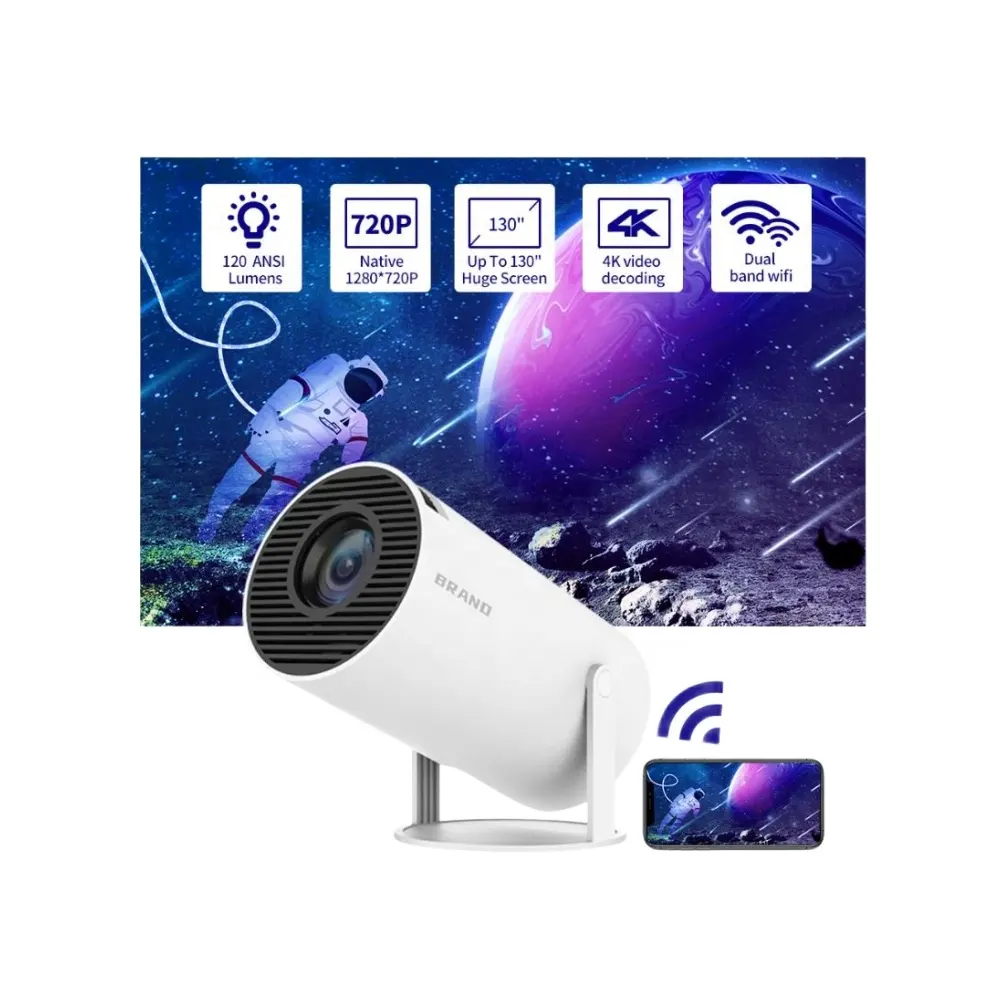 Precio barato de fábrica nuevo caliente Dual Wifi inteligente Android 11 BT5 Mini proyector LCD de bolsillo portátil Hy300 4K Home Theater Projetor