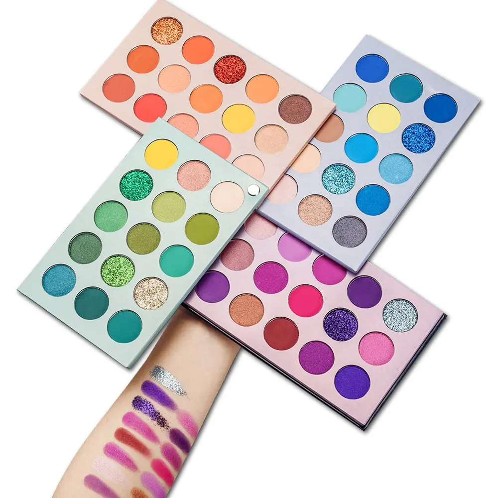 Heißer Verkauf 60 Farben Fabrik Private Label Benutzer definierte Lidschatten-Palette Paket Bunte Glitter Lidschatten-Palette