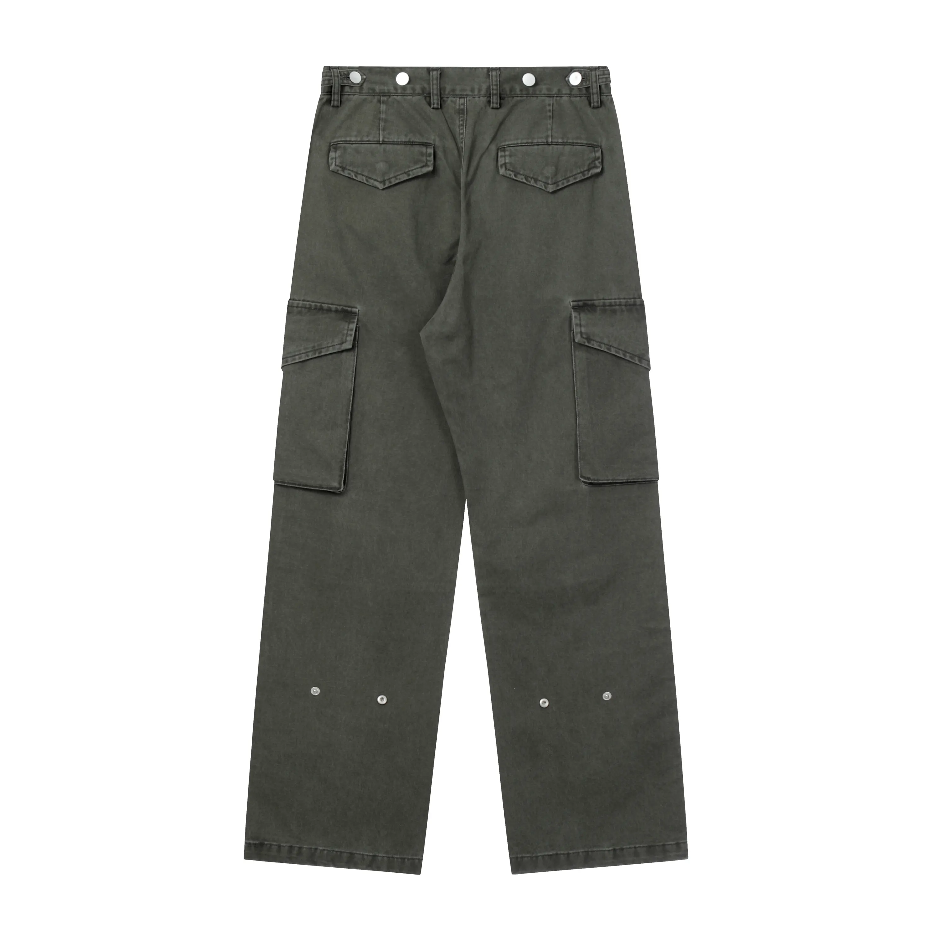 Wholesale Oem Fashion Street Wear Cargo Trouser Mid Waist Loose Fit Design Custom Logo Trendy 10 Pockets Cargo Pants
