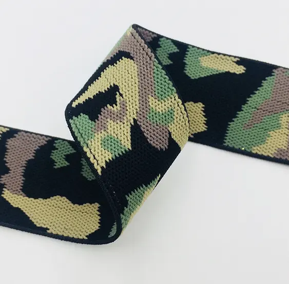 ร้อนขายโรงงานที่กำหนดเอง camouflage สีไนลอน jacquard webbing แถบยืดหยุ่น