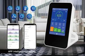 צג איכות אוויר מקורה חכם עם יישום tuya ו-wifi עבור co2 tvore hcho pm1, pm2.5. Pm10, גלאי פורמלדהיד iaq - Product Image 3