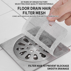 バストイレとキッチンの床排水メッシュステッカー用の粘着性ヘアキャッチャープラスチック製のネットステッカー