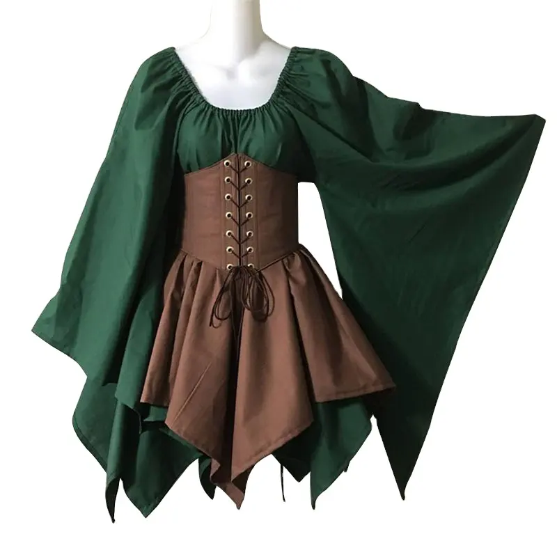 فستان كوسبلاي للنساء من ecowalson, فستان من القرون الوسطى للنساء بتصميم عتيق من عصر النهضة والفيكتوريا ذو أكمام كاملة للهالوين