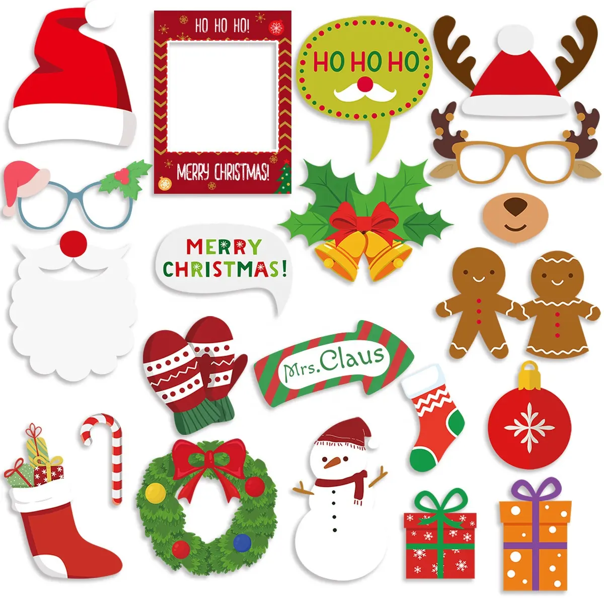 DAMAI, venta al por mayor, Navidad, 20 unids/set, accesorios para fotos de fiestas temáticas para niños, accesorios para fotos de papel de alce de Papá Noel