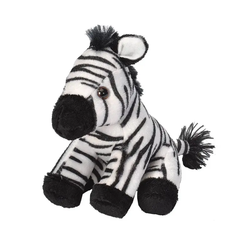 Özel tasarım 20cm 8 inç bebek dolması hayvan oturan zebra peluş oyuncaklar