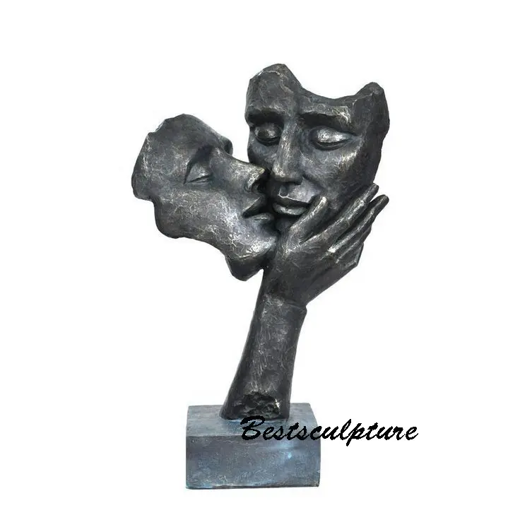 تمثال وجه إنسان تجريدي كبير من المعدن تمثال برونزي للتقبيل للبيع