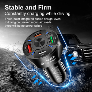 Custom logo Qc3.0 38W 4 Port <strong>Usb</strong> Fast Charging for Phone 16 Pro Max Quick Type-c Spring Wire Dual Car Charger With 4 in <strong>1</strong> Cable - Product Image 6