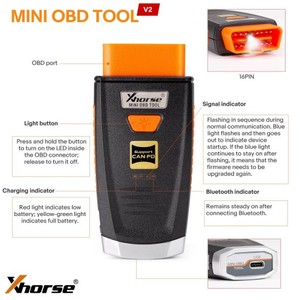 Neu ver öffentlicht für Xhorse VVDI Key Tool Mini Obd Code Reader mit 8A Max LED Light und IMMO Box für alle Key Lost Vehicle Recover