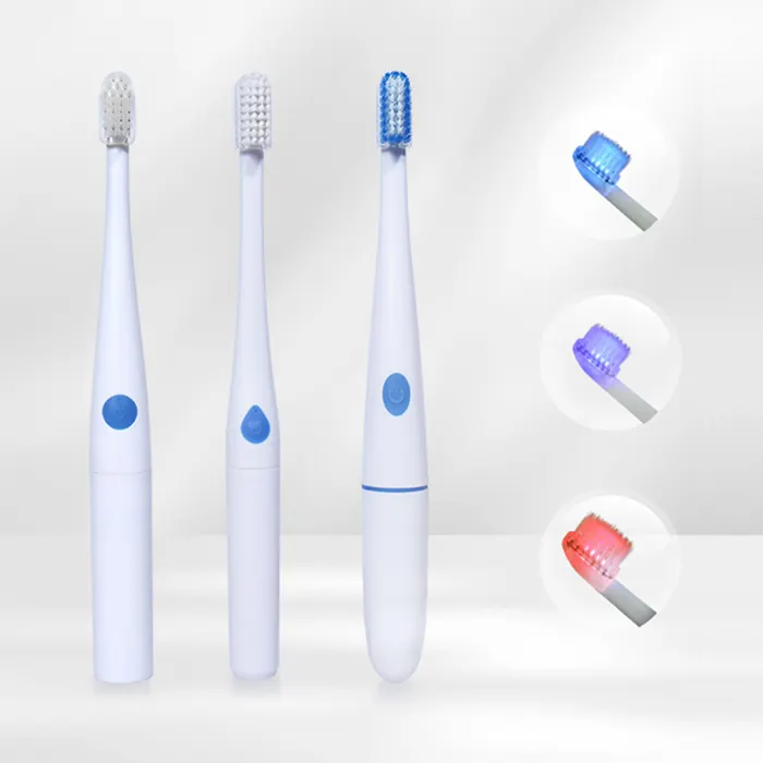 Gran oferta automático inteligente luz led cepillo de dientes alimentado con batería seca Dental blanqueamiento de dientes sónico eléctrico cepillo de dientes
