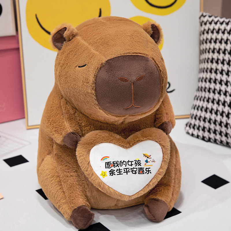 Hugging the heart-shaped capybara-peace and joy
