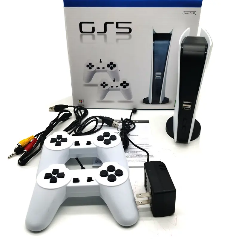 Jungepad GS5 เครื่องเล่นเกมมินิพร้อมคอนโทรลเลอร์ไร้สาย 2 ตัวชุดคอนโซลวิดีโอเกมในตัว 300 เกม