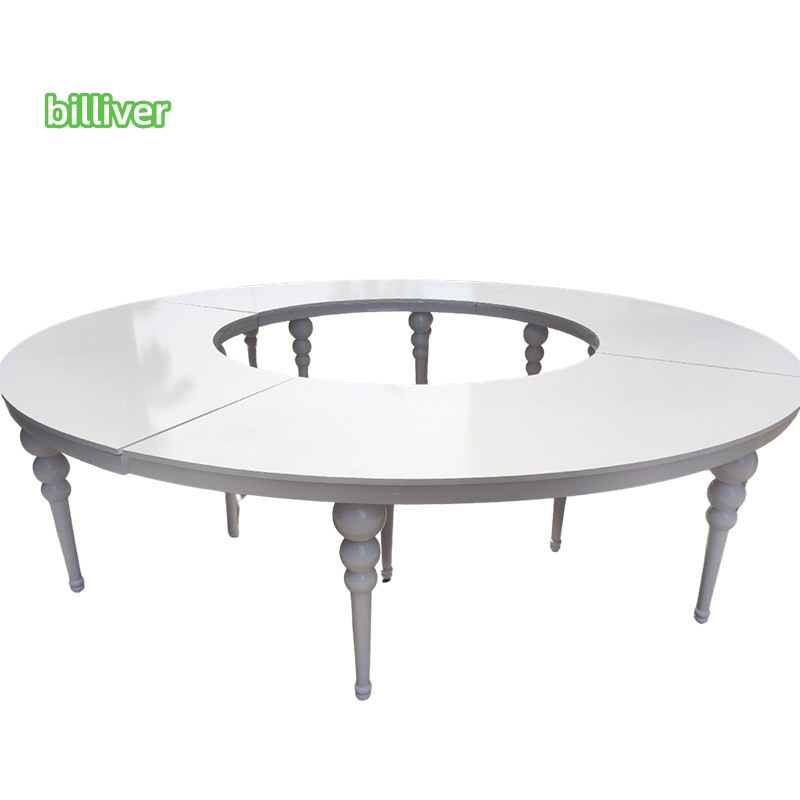 3.4 m large round table, gold finish + MDF white unpainted panel