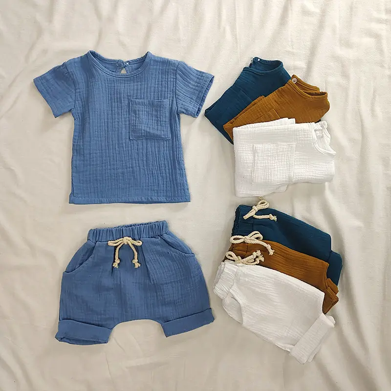 Conjunto de roupas infantis com 2 peças, roupas de bebê recém-nascido, meninas, meninos, meninas, verão 100%
