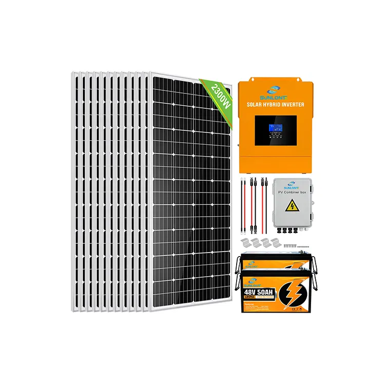 Wholesale 2300W 12V 24V Complete Off Grid Solar Energy Panel System For Home With Battery Included