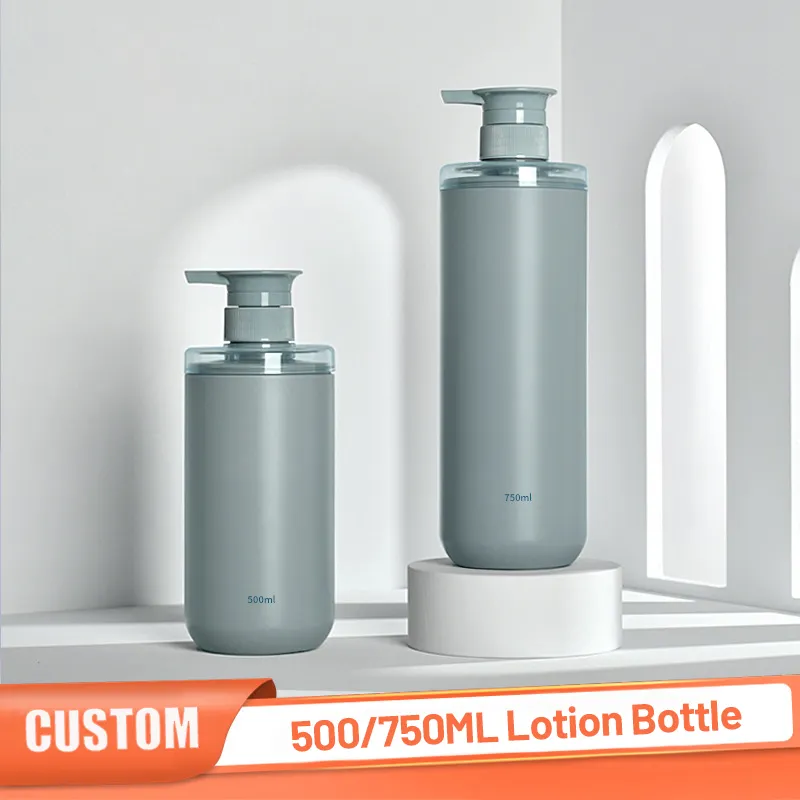 750 ml Matte Blue Shampoo Banheiro Loção Bomba Garrafa Plastic Set Para Homens