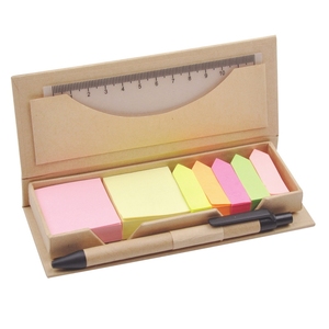 Regalos promocionales personalizados Eco Sticky Notes Box Set cubo blocs de notas Bloc de notas con etiqueta de índice y bolígrafo - Product Image 1
