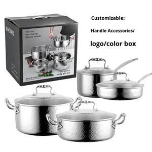 Tùy chỉnh hiện đại 316 thép không gỉ máy rửa chén an toàn Súp sữa Frying <span class=keywords><strong>Pan</strong></span> Set cảm ứng nhà bếp đồ nấu nướng - Product Image 3