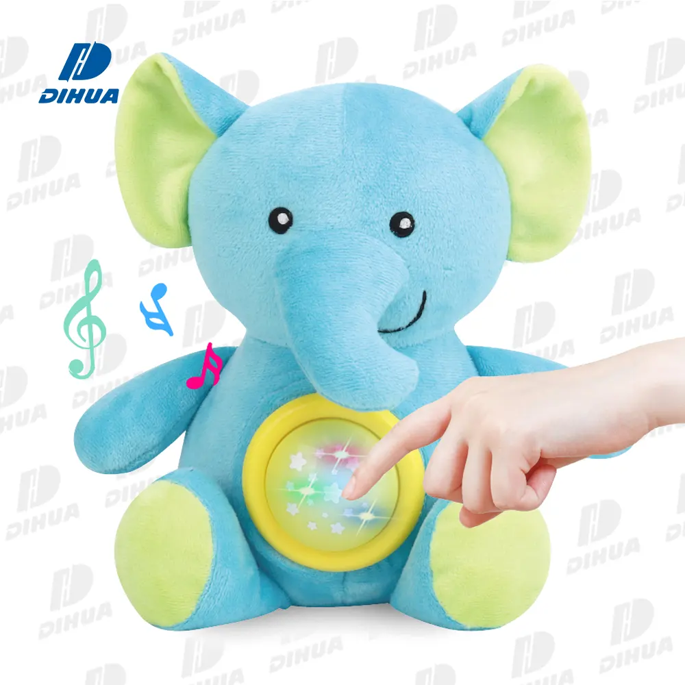 Brinquedo de pelúcia do elefante, animal, bebê, dormir sozinho, pelúcia, brinquedo com luz noturna e som de ruído branco para a criança