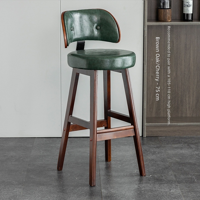 brown solid wood feet-dark green leather